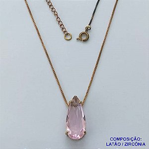 GARGANTILHA NO BRUTO PRONTO PARA O BANHO (CX.49)  COM CORRENTE VENEZIANA 45CM+EXTENSOR PINGENTE DE 10X22MM - PESO TOTAL 4.3GR -  ''(BASE ALTA FUSÃO)'' ZIRCÔNIA ROSA - BRU13708