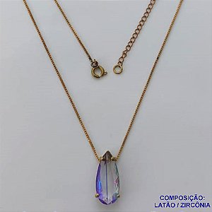 GARGANTILHA NO BRUTO PRONTO PARA O BANHO(CX101) - CORRENTE VENEZIANA 45CM+EXTENSOR PINGENTE DE 10X22MM - PESO TOTAL 4.3GR -  ''BASE ALTA FUSÃO'' PEDRA ZIRCÔNIA -  BRU13754