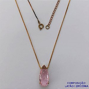 GARGANTILHA NO BRUTO PRONTO PARA O BANHO - (CX.33)  CORRENTE VENEZIANA 45CM+EXTENSOR PINGENTE DE 10X22MM - PESO TOTAL 4.3GR - ''BASE ALTA FUSÃO'' PEDRA ZIRCÔNIA FUSION - BRU13755