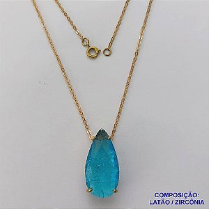 GARGANTILHA NO BRUTO PRONTO PARA O BANHO - (CX.46)  CORRENTE IMPORTADA 45CM COM PINGENTE EM ALTA FUSÃO - PEDRA DE ZIRCÔNIA FUSION - PESO TOTAL 7.4GR - BRU13758