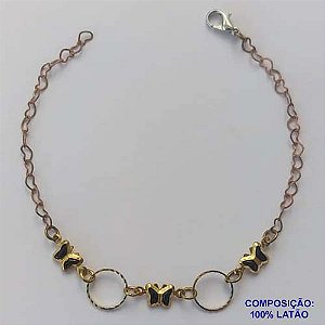 PULSEIRA NO BRUTO PRONTO PARA O BANHO -  (CX.14) PULSEIRA COM BORBOLETAS E ELEMENTOS VAZADOS 18CM - PESO 2,0GR - BRU13774