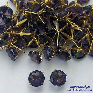 BRINCO NO BRUTO PRONTO PARA O BANHO(CX110) - BRINCO DE PINO COM PEDRA EM ZIRCÔNIA LILÁS 10MM - PESO TOTAL 1,7GR - BRU13781