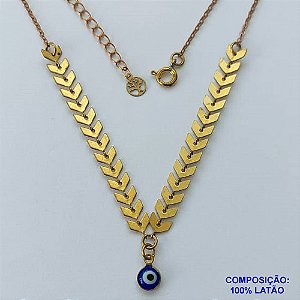 SHOCKER NO BRUTO PRONTO PARA O BANHO(CX98) - CORRENTE CADEADO E ESCAMA E OLHO GREGO - TAMANHO 40CM+EXTENSOR - PESO 3,8GR - BRU13791