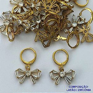 BRINCO NO BRUTO PRONTO PARA O BANHO(CX98) - BRINCO ARGOLINHA DE PRESSAO (TRANQUETA) ALTA FUSÃO - LAÇO CRAVEJADO EM ZIRCÔNIAS - PESO 2,9GR - BRU13798