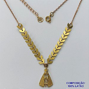 SHOCKER NO BRUTO PRONTO PARA O BANHO(CX98) - CORRENTE CADEADO E ESCAMA E PINGENTE NOSSA SRA APARECIDA - TAMANHO 40CM+EXTENSOR - PESO 3,8GR - BRU13800