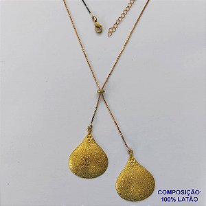 GARGANTILHA NO BRUTO PRONTO PARA O BANHO - COM CORRENTE VENEZIANA DE 45CM + EXTENSOR - " TIPO GRAVATINHA " AJUSTÁVEL - COM GOTAS BRILHANTES 26X35MM - PESO TOTAL 7,6GR - BRU13819