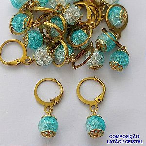 BRINCO NO BRUTO PRONTO PARA O BANHO(CX101) - BRINCO ARGOLINHA DE PRESSÃO (TRANQUETA) COM CRISTAIS CRAQUELADOS 8MM - PESO 2.6GR - BRU13825