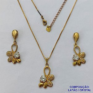 CONJUNTO NO BRUTO PRONTO PARA O BANHO - (CX.50)  CORRENTE VENEZIANA DE 45CM+EXTENSOR - PINGENTE FLOR EM ALTA FUSÃO CRAVEJADO EM ZIRCÔNIAS - PESO TOTAL 8.7GR - BRU13829