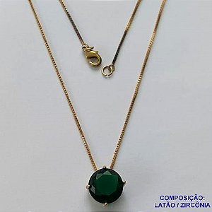 GARGANTILHA NO BRUTO PRONTO PARA O BANHO - GARGANTILHA COM PULSEIRA VENEZIANA 45CM COM PINGENTE BASE EM ALTA FUSÃO E ZIRCÔNIA REDONDA VERDE ESCURA 12MM - PESO TOTAL 3,5GR - BRU13864