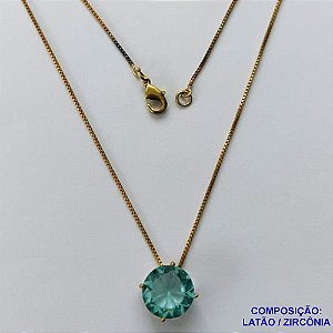 GARGANTILHA NO BRUTO PRONTO PARA O BANHO - GARGANTILHA COM PULSEIRA VENEZIANA 45CM COM PINGENTE BASE EM ALTA FUSÃO E ZIRCÔNIA REDONDA AZUL 12MM - PESO TOTAL 3,5GR - BRU13867