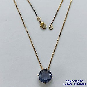 GARGANTILHA NO BRUTO PRONTO PARA O BANHO - GARGANTILHA COM PULSEIRA VENEZIANA 45CM COM PINGENTE BASE EM ALTA FUSÃO E ZIRCÔNIA REDONDA LILÁS 12MM - PESO TOTAL 3,5GR - BRU13869