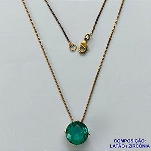 GARGANTILHA NO BRUTO PRONTO PARA O BANHO - GARGANTILHA COM PULSEIRA VENEZIANA 45CM COM PINGENTE BASE EM ALTA FUSÃO E ZIRCÔNIA REDONDA VERDE 12MM - PESO TOTAL 3,5GR - BRU13870