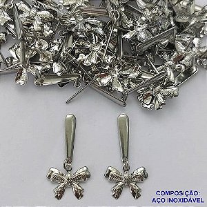 BRINCO EM AÇO INOXIDÁVEL(CX99)(E1328) - BRINCO DE PINO  COM PINGENTE LAÇO 12MM - COMPOSIÇÃO: AÇO INOXIDÁVEL - AÇO1604