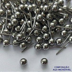 BRINCO EM AÇO INOXIDÁVEL(CX99) - BRINCO DE PINO BOLINHA 4MM - COMPOSIÇÃO: AÇO INOXIDÁVEL - AÇO1630