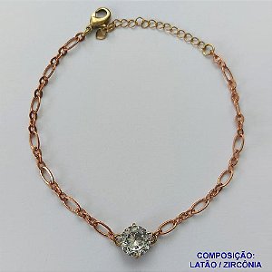 PULSEIRA NO BRUTO PRONTO PARA BANHO - PULSEIRA COM PINGENTE EM ZIRCÔNIA CRISTAL 10MM COM BASE EM ALTA FUSÃO - TAMANHO: 18CM + EXTENSOR - PESO: 3,7GR -  BRU13883