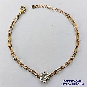 PULSEIRA NO BRUTO PRONTO PARA O BANHO - PULSEIRA 4MM - TAMANHO: 18CM + EXTENSOR COM PINGENTE EM ZIRCÔNIA REDONDA CRISTAL 10MM - PESO TOTAL 5,1GR - BRU13903