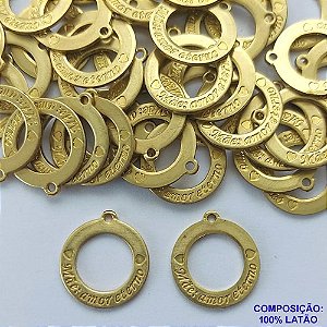 ACESSÓRIO NO BRUTO PRONTO PARA O BANHO(CX100) - (4966) REDONDO VAZADO 15MM MÃE AMOR ETERNO - PESO TOTAL 1,4GR - COMPOSIÇÃO: 100% LATÃO - BRU0002931