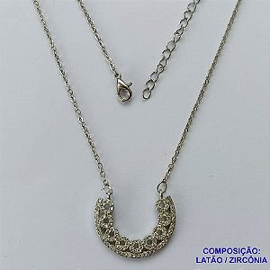 GARGANTILHA NO BRUTO PRONTA PARA O BANHO COM CORRENTE CADEADO DE 45CM - PINGENTE TODO CRAVEJADO EM MICRO ZIRCÔNIAS 25MM- PESO 4.4GR - BRU13939