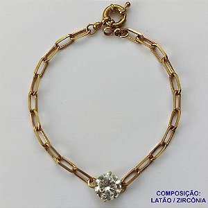 PULSEIRA NO BRUTO PRONTO PARA O BANHO CORRENTE CARTIER LARGURA 3MM COM ZIRCÔNIA REDONDA CRISTAL 10MM  - TAMANHO 18CM  PESO TOTAL 6,4GR - FECHO BOIA - BRU13943