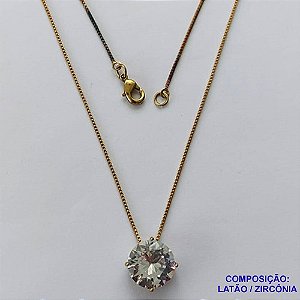 GARGANTILHA NO BRUTO PRONTA PARA O BANHO CORRENTE VENEZIANA DE 45CM BASE ALTA FUSÃO PEDRA DE ZIRCÔNIA REDONDA CRISTAL 12MM  - PESO TOTAL 2,8GR  BRU13948