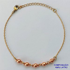 PULSEIRA NO BRUTO PRONTO PARA O BANHO - (CX100) PULSEIRA COM BOLINHAS - TAMANHO 18CM - PESO 1.9GR - COM EXTENSOR E FECHO LAGOSTA - BRU13942