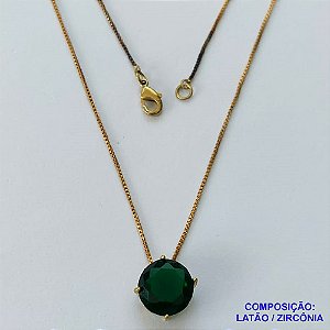 GARGANTILHA NO BRUTO PRONTA PARA O BANHO CORRENTE VENEZIANA DE 45CM BASE ALTA FUSÃO PEDRA DE ZIRCÔNIA REDONDA VERDE 12MM  - PESO TOTAL 2,8GR  - BRU13956