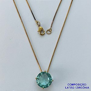 GARGANTILHA NO BRUTO PRONTA PARA O BANHO CORRENTE VENEZIANA DE 45CM BASE ALTA FUSÃO PEDRA DE ZIRCÔNIA REDONDA AZUL 12MM  - PESO TOTAL 2,8GR  - BRU13957
