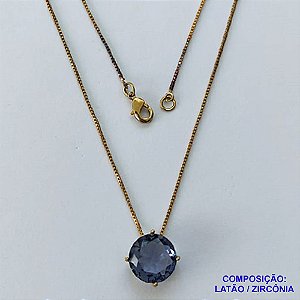 GARGANTILHA NO BRUTO PRONTA PARA O BANHO CORRENTE VENEZIANA DE 45CM BASE ALTA FUSÃO PEDRA DE ZIRCÔNIA REDONDA LILÁS 12MM  - PESO TOTAL 2,8GR  - BRU13958