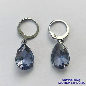 BRINCO EM AÇO INOXIDÁVEL - BRINCOS ARGOLAS DE PRESSÃO COM PINGENTES EM ZIRCÔNIAS LILÁS 10X14MM - COMPOSIÇÃO: AÇO INOXIDÁVEL - AÇO1716