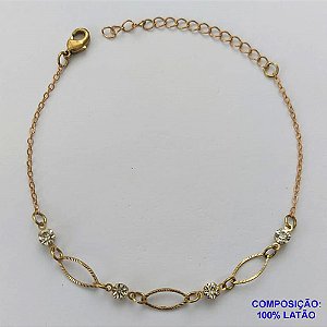 PULSEIRA NO BRUTO PRONTO PARA O BANHO - (CX.50)  PULSEIRA COM STRASS E ELEMENTOS VAZADOS - TAMANHO 18CM - PESO 1.5GR - COM EXTENSOR E FECHO LAGOSTA - BRU13968