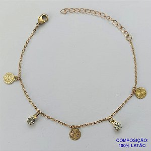 PULSEIRA NO BRUTO PRONTO PARA O BANHO -  (CX.49) PULSEIRA COM STRASS - TAMANHO 18CM - PESO 1,4GR - COM EXTENSOR E FECHO LAGOSTA - BRU13975
