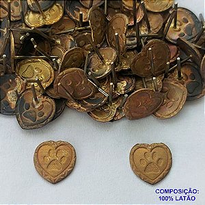 BRINCO NO BRUTO PRONTO PARA O BANHO - (CX.46)  BRINCO DE PINO NO BRUTO CORAÇÃO COM PATINHA 10MM - PESO 0,8GR - COMPOSIÇÃO: 100% LATÃO - BRU13981
