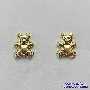 BRINCO FOLHEADO A OURO (BRD7029)- BANHADO COM 5 MILÉSIMOS + VERNIZ DIAMOND -  BRINCO DE PINO URSINHO 6MM - OURO246