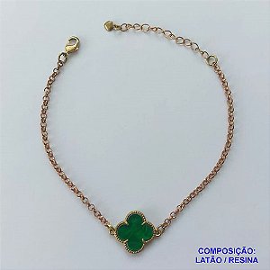 PULSEIRA NO BRUTO PRONTO PARA O BANHO - PULSEIRA TIPO VAN CLEEF VERDE 15MM - 18CM + EXTENSOR - PESO TOTAL 2,6GR - BRU14008