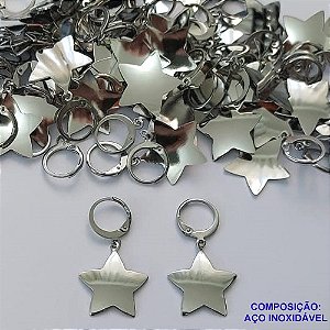 BRINCO EM AÇO INOXIDÁVEL(E0879) (CX102) - BRINCOS ARGOLAS DE PRESSÃO COM PINGENTE ESTRELA  17MM - COMPOSIÇÃO: AÇO INOXIDÁVEL - AÇO1744