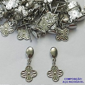 BRINCO EM AÇO INOXIDÁVEL (CX102)- BRINCOS DE PINO COM PINGENTE VAN CLEEF 8MM - COMPOSIÇÃO: AÇO INOXIDÁVEL - AÇO1753