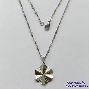 GARGANTILHA EM AÇO INOXIDÁVEL(CX102)(E1357) - GARGANTILHA COM CORRENTE 50CM (AÇO03) E FECHO LAGOSTA - PINGENTE REDONDO MARTELADO 17MM - COMPOSIÇÃO: AÇO INOXIDÁVEL - AÇO1758