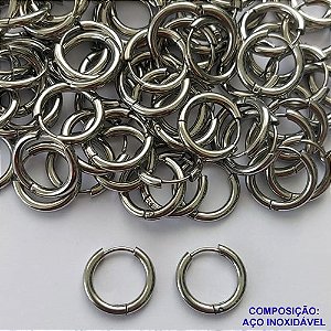 BRINCO EM AÇO INOXIDÁVEL (CX102) BRINCO DE ARGOLA COM TRAVA 16MM - COMPOSIÇÃO: AÇO INOXIDÁVEL - AÇO1772