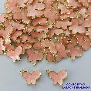 ACESSÓRIO NO BRUTO PRONTO PARA O BANHO(CX104) - PINGENTE BORBOLETA ROSA ESMALTADA 12X15MM - PESO  0,9GR - BRU0002935