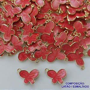 ACESSÓRIO NO BRUTO PRONTO PARA O BANHO(CX104) - PINGENTE BORBOLETA VERMELHA ESMALTADA 12X15MM - PESO  0,9GR - BRU0002936