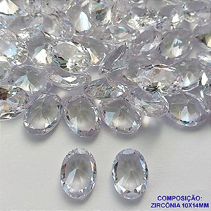 ACESSÓRIO NO BRUTO PRONTO PARA BANHO -  ZIRCÔNIA OVAL CRISTAL 10X14MM - PESO DO PAR 1,4GR - BRU0002941