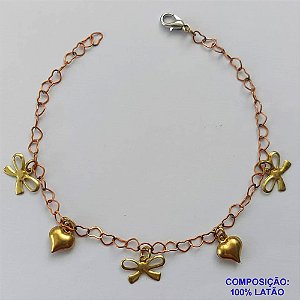 PULSEIRA PRONTO PARA O BANHO(CX105) - PULSEIRA COM CORAÇÕES E LACINHOS - TAMANHO 18CM - PESO TOTAL 2,3GR - BRU14065
