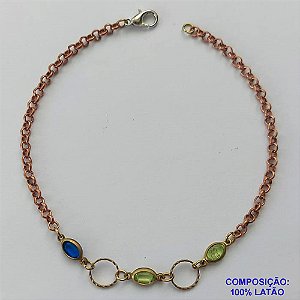 PULSEIRA PRONTO PARA O BANHO(CX105) - PULSEIRA COM CRISTAIS COLORIDOS - TAMANHO 18CM - PESO TOTAL 2GR - BRU14066