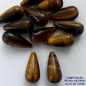 ACESSÓRIO NO BRUTO PRONTO PARA O BANHO - (CX 106) PEDRA NATURAL OLHO DE TIGRE COM FURO PASSANTE 14X30MM - PESO TOTAL 7,9GR - BRU0002954