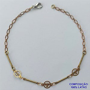 PULSEIRA NO BRUTO PRONTO PARA O BANHO - PULSEIRA COM ESPÍRITO SANTO VAZADO 18CM + EXTENSOR - COMPOSIÇÃO 100% LATÃO - PESO: 1,5GR  BRU14093