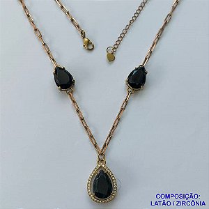 GARGANTILHA NO BRUTO PRONTO PARA O BANHO(CX106) - GARGANTILHA COM ZIRCÔNIAS NEGRAS - TAMANHO 50CM + EXTENSOR -  PESO 12,1GR - BRU14107