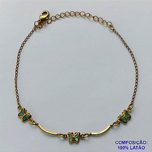 PULSEIRA NO BRUTO PRONTO PARA O BANHO - (CX.46)  PULSEIRA COM BORBOLETAS  - TAMANHO: 18CM + EXTENSOR - PESO 1GR - COMPOSIÇÃO: 100% LATÃO - BRU14109