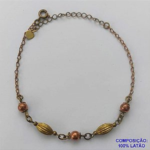 PULSEIRA NO BRUTO PRONTO PARA O BANHO -(CX.33)  PULSEIRA COM BOLINHAS  - TAMANHO: 18CM + EXTENSOR - PESO 2,4GR - COMPOSIÇÃO: 100% LATÃO - BRU14111