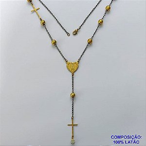 GARGANTILHA NO BRUTO PRONTO PARA O BANHO(CX108) - TERÇO COM CORRENTE COM BOLINHAS 3MM COM PINGENTE CRUCIFIXO - COMPOSIÇÃO: LATÃO - PESO TOTAL 3,9GR - BRU14132