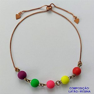 PULSEIRA NO BRUTO PRONTA PARA O BANHO - (CX.46)  PULSEIRA AJUSTÁVEL COM BOLINHAS COLORIDAS - PESO 3,2GR - BRU14171